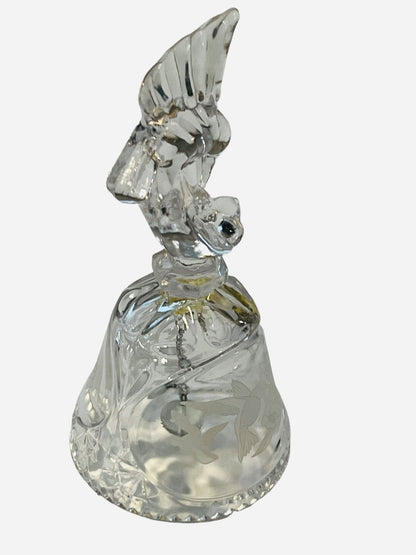 Vintage Hummingbird Hand Bell Clear Crystal