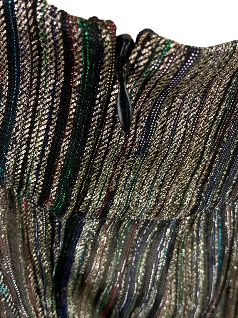 Medium Ramy Brook Women's Alisha Rainbow Metallic Spaghetti Strap Blouse Tank Sheer