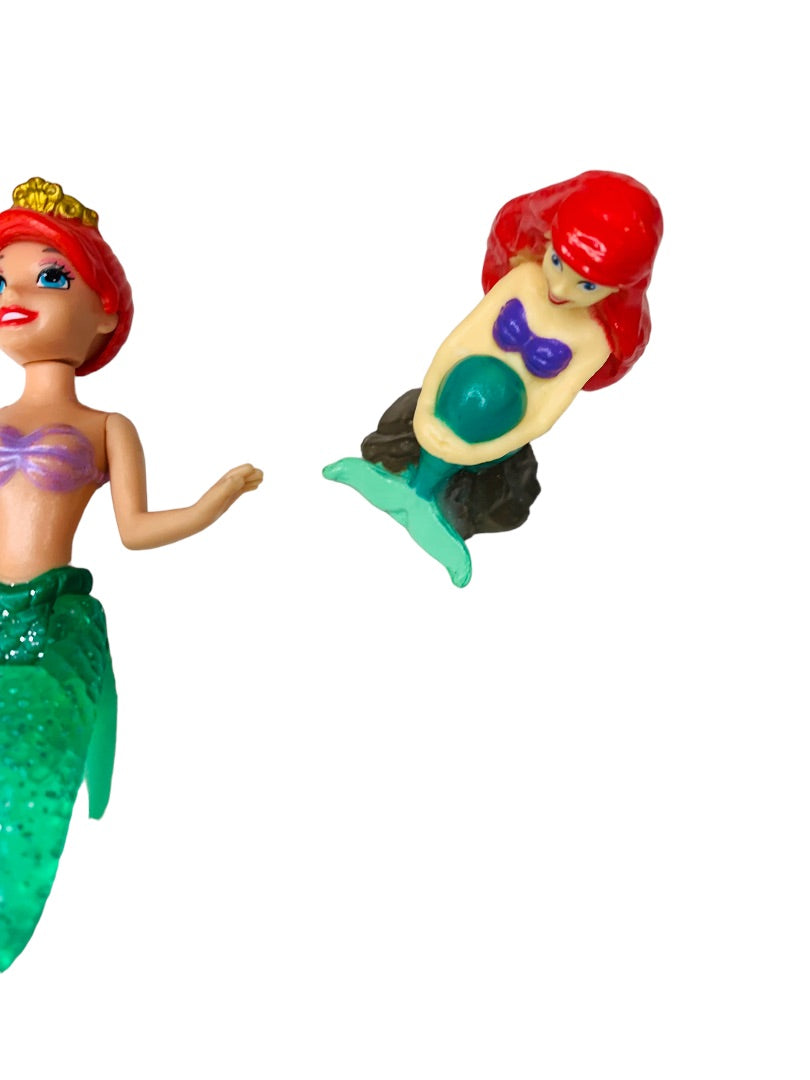 Disney Ariel Little Mermaid 2" and 4"Figurines Toys Set of 2