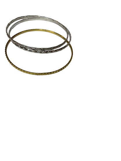 Set of 3 Thin Bangle Bracelets Goldtone and Silvertone Lightweight 2.5" Inside Diameter