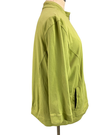 XL Additions by Chico's Women's Green Full Zip 3/4 Sleeve Sweatshirt