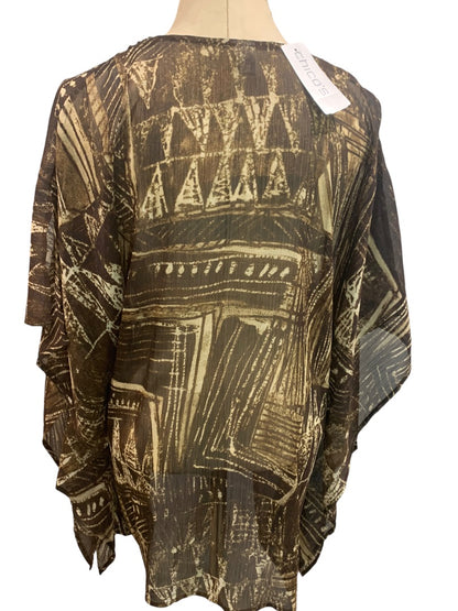 Small Medium (S/M) Chico's New Sheer Embellished Tribal Border Women's Poncho