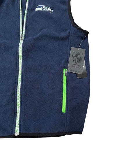 NWT Small Seattle Seahawks NFL Team Apparel Men's Fleece Vest Full Zip Navy Blue MSRP $95