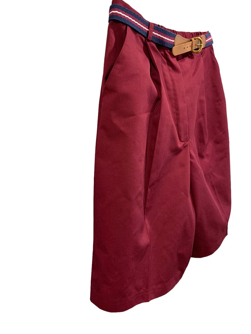 Size 12 Russ Sport Women's Burgundy New Chino Golf Shorts 1980s Belt