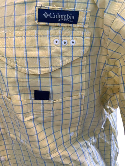 Large Columbia PFG Super Bonehead Pastel Plaid Fishing Button Down Shirt SS