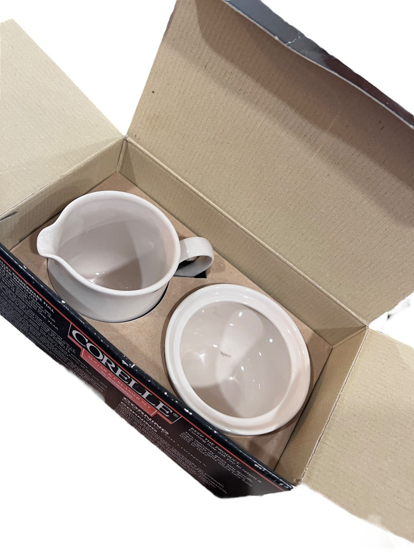Corelle Dinnerware by Corning Beige Sugar & Creamer Set Original Box 6003367