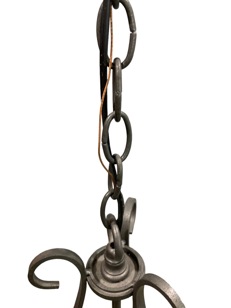 Iron Sweeping Taper Three Light Series 10-21 Pewter Gray Finish Hardwired Chandelier