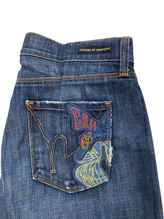 29 Citizens of Humanity Embroidered Pocket Boot Cut Dark Wash Jeans