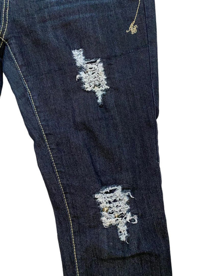 9/10 Apple Bottom Jeans Dark Wash Distressed Straight Leg