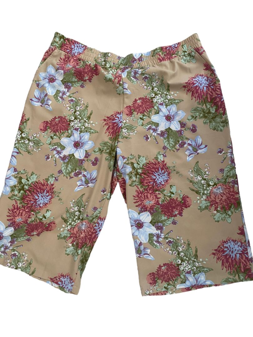 3X Studio by D Wide Leg Crop Floral Pants Flowy Culottes