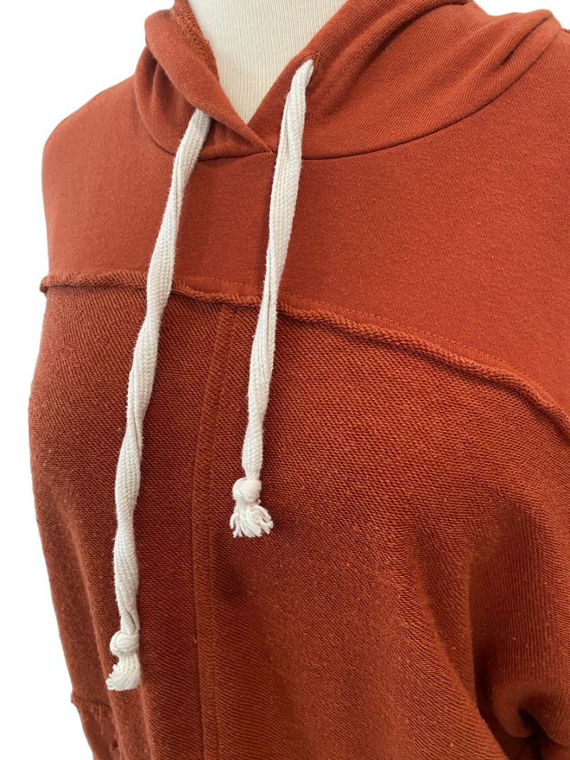 Medium Urban Outfitters Rust Orange Raw Edge Lightweight Hoodie