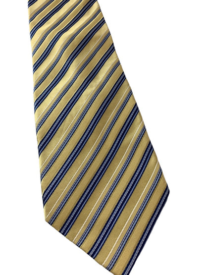 Stafford Men's Yellow Blue Diagonal Stripe Necktie Silk 60"L Tie