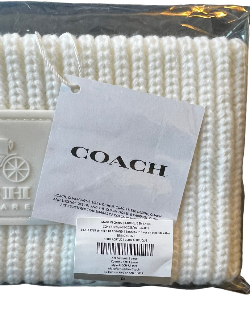 New Coach Off White Cable Knit Winter Headband MSRP $50