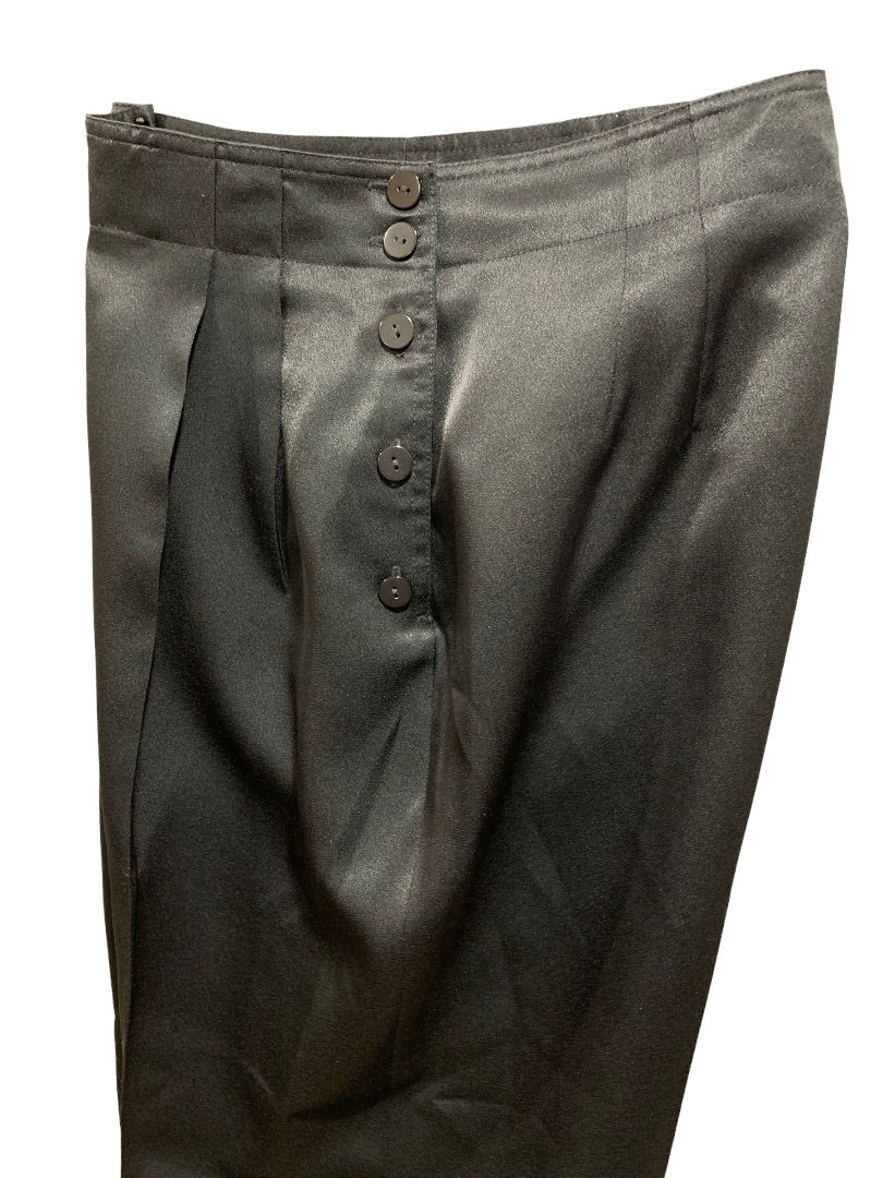 12P Chaus Petites Vintage Y2K Women's Satin Black Side Button Pants