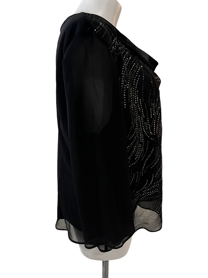 2X Another Thyme Black Drape Neck. Formal Blouse Holiday Party