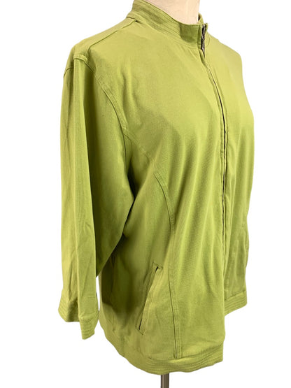 XL Additions by Chico's Women's Green Full Zip 3/4 Sleeve Sweatshirt