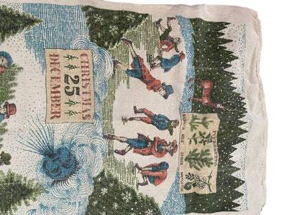 Lois Lang Signed Winter Month Tea Towels Signed Vintage December January February Folk Art Set of 3 28" x 17"