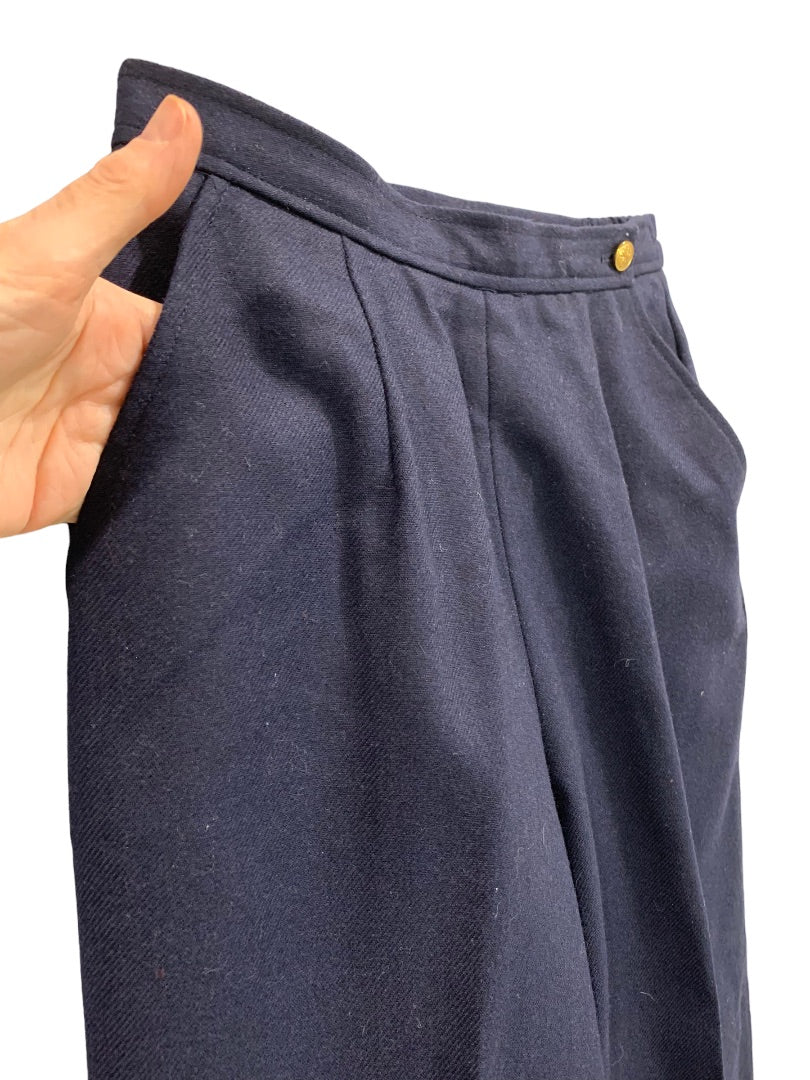 Size 10P Surburban Petites Women's Wool Blend Navy Blue Dress Pants