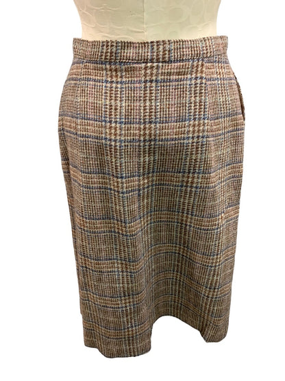 Size 10 Stacy Mark Women's Wool Plaid Skirt Pockets 1980s Vintage