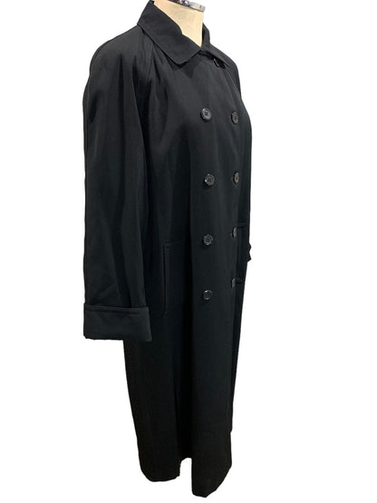 Size 8P Gallery Petite New Women's Black Overcoat Trench Water Repellent 1990s Vintage