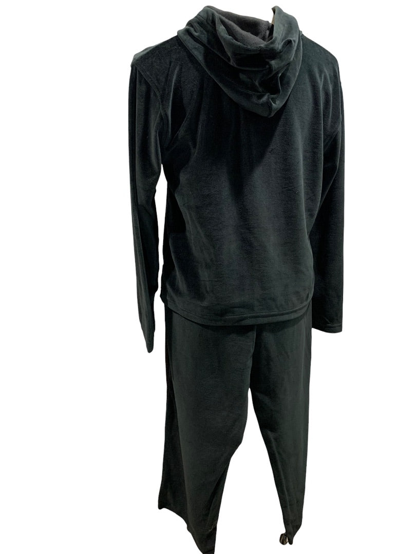 Small Jane Ashley Women's Black Velour 2 Piece Track Suit Y2K New