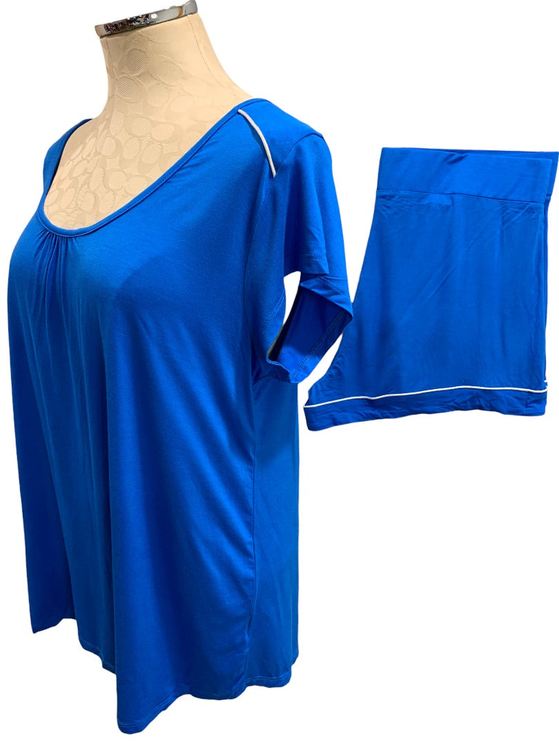 XXL GYS Women's Blue New 2 Piece Shorts and Tshirt Pajama Set PJs