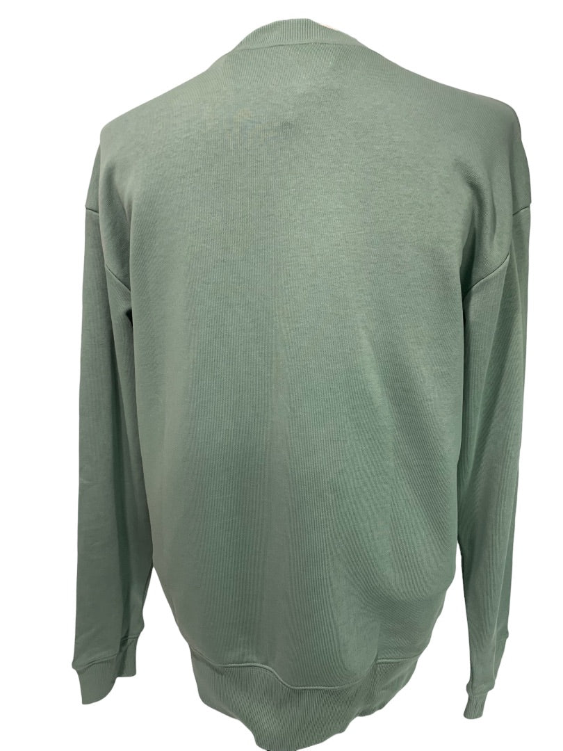 Small Adidas Men's New Silver Green Pullover French Terry Sweatshirt IC9809