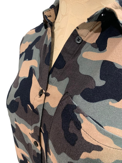 Small Divided by H&M Women's Casual Camo Button Up Shirt Blouse