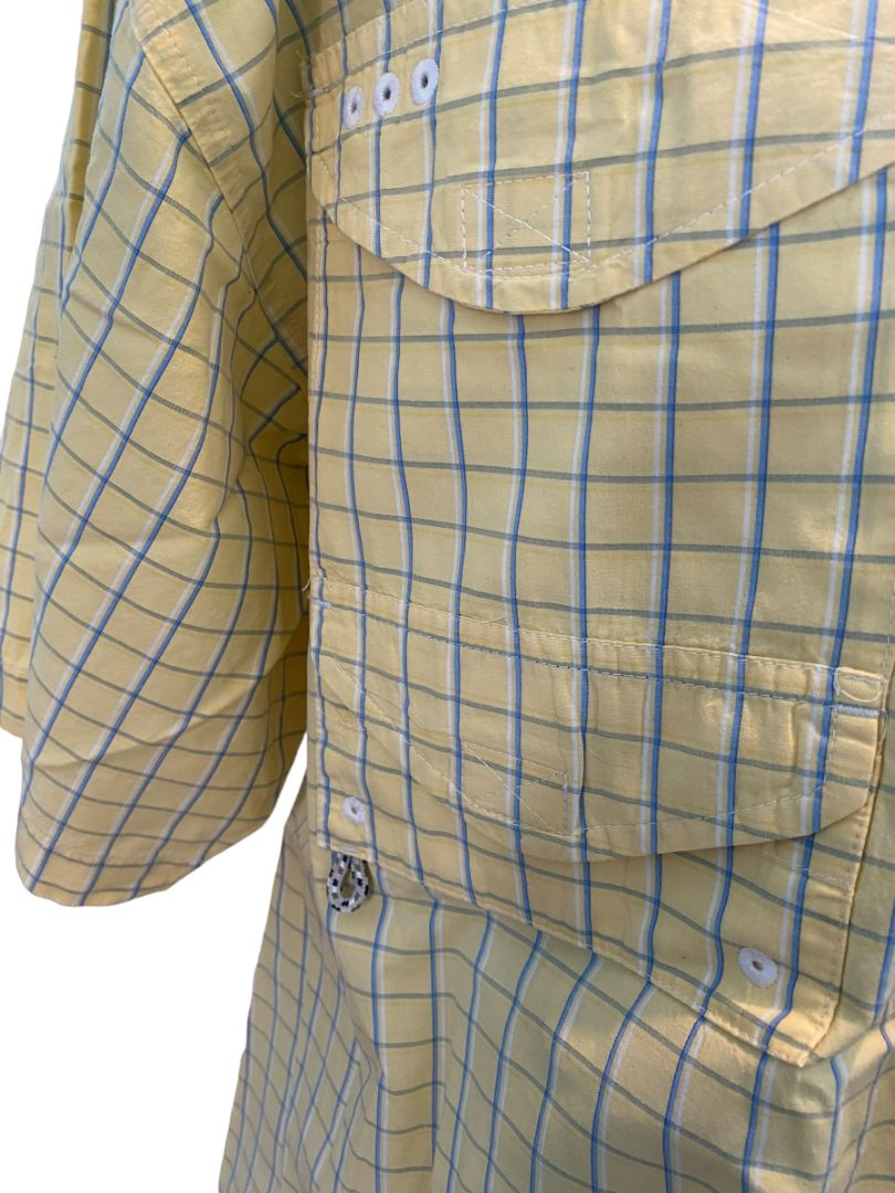 Large Columbia PFG Super Bonehead Pastel Plaid Fishing Button Down Shirt SS