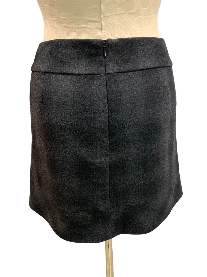 Size 8 Willi Smith Dark Wool Blend Plaid Pencil Mini Skirt Lined