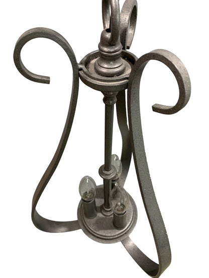 Iron Sweeping Taper Three Light Series 10-21 Pewter Gray Finish Hardwired Chandelier
