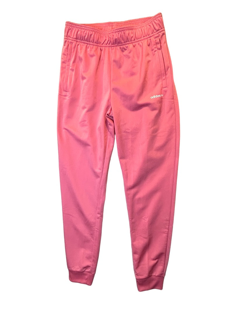 Large Adidas New Girl's Pink Jogger Track Pants Pull On Rose Tone