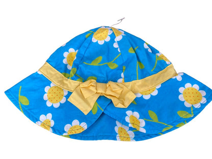 18-24 Mos Gymboree Sun Hat Blue Daisy Hook and Loop Strap