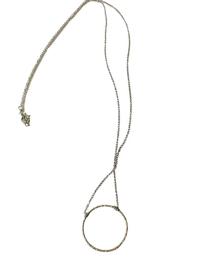 Silvertone and Goldtone Delicate 19" Chain Necklace Attached Circle Pendant