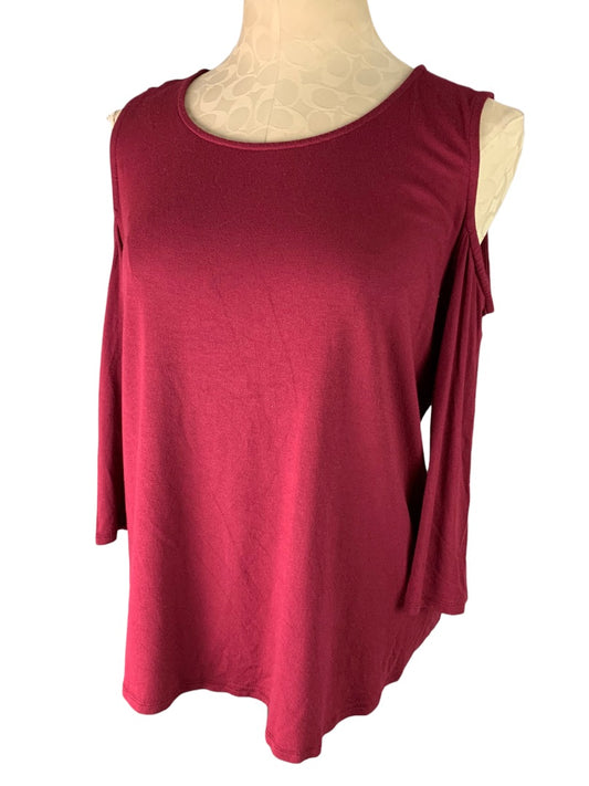 Small Halogen Women's Cold Shoulder Top Pullover Raspberry Color