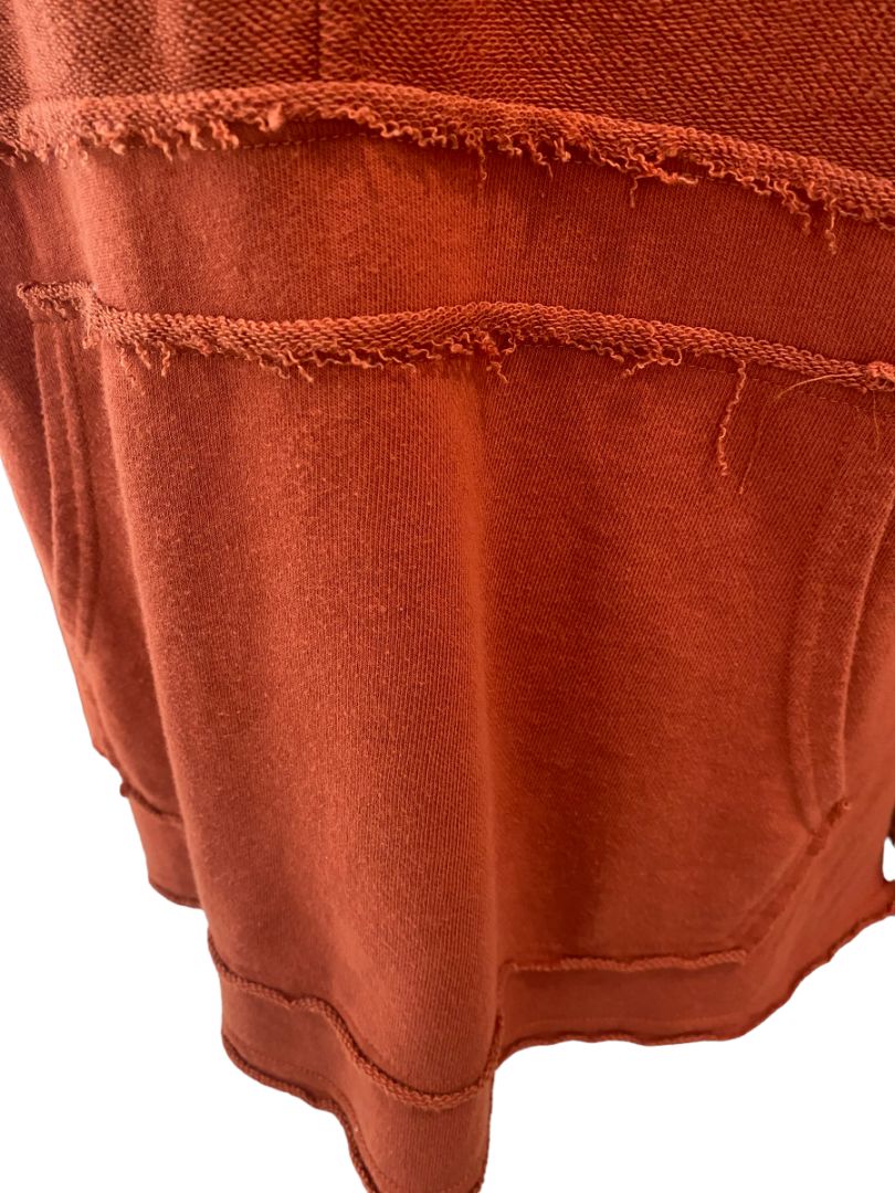 Medium Urban Outfitters Rust Orange Raw Edge Lightweight Hoodie