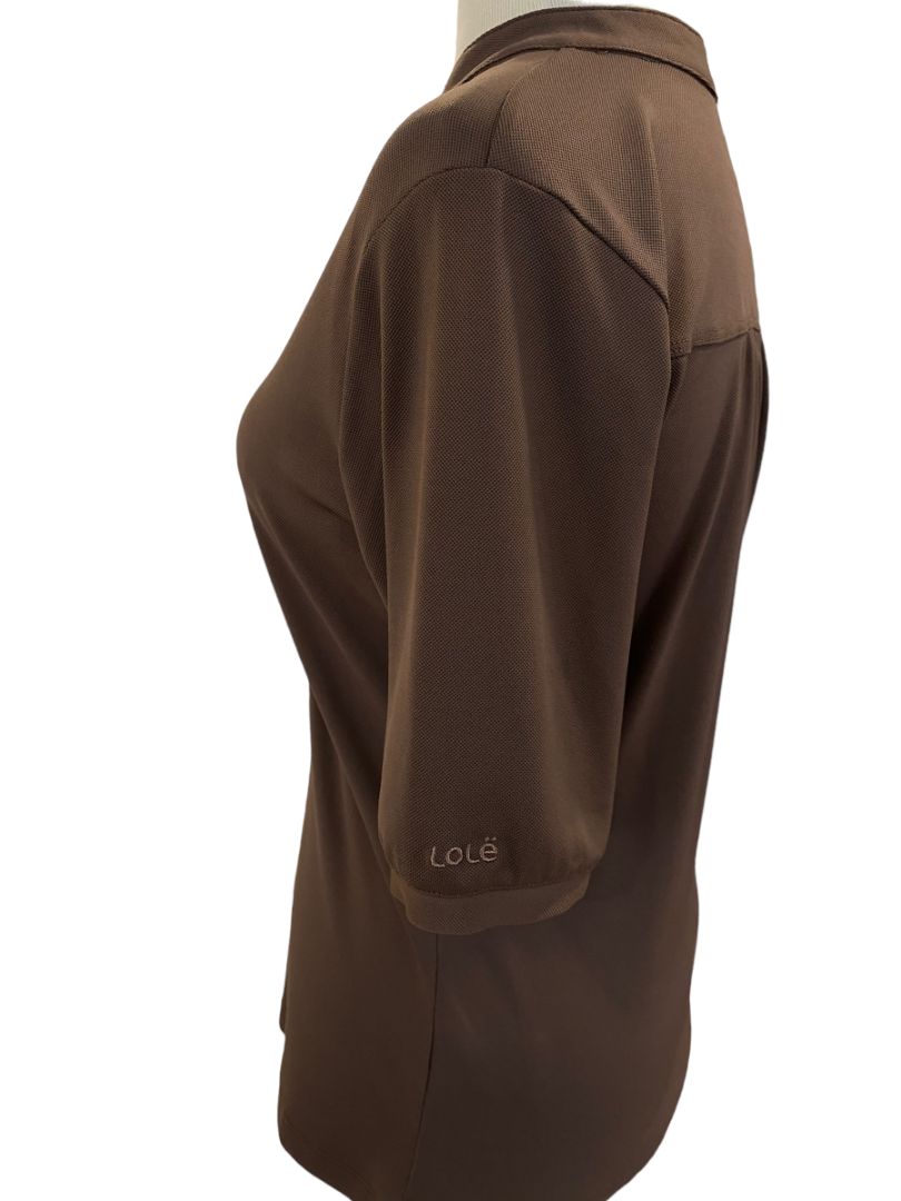 Large Lole Brown Performance Workout Shirt Activeware V-Neck