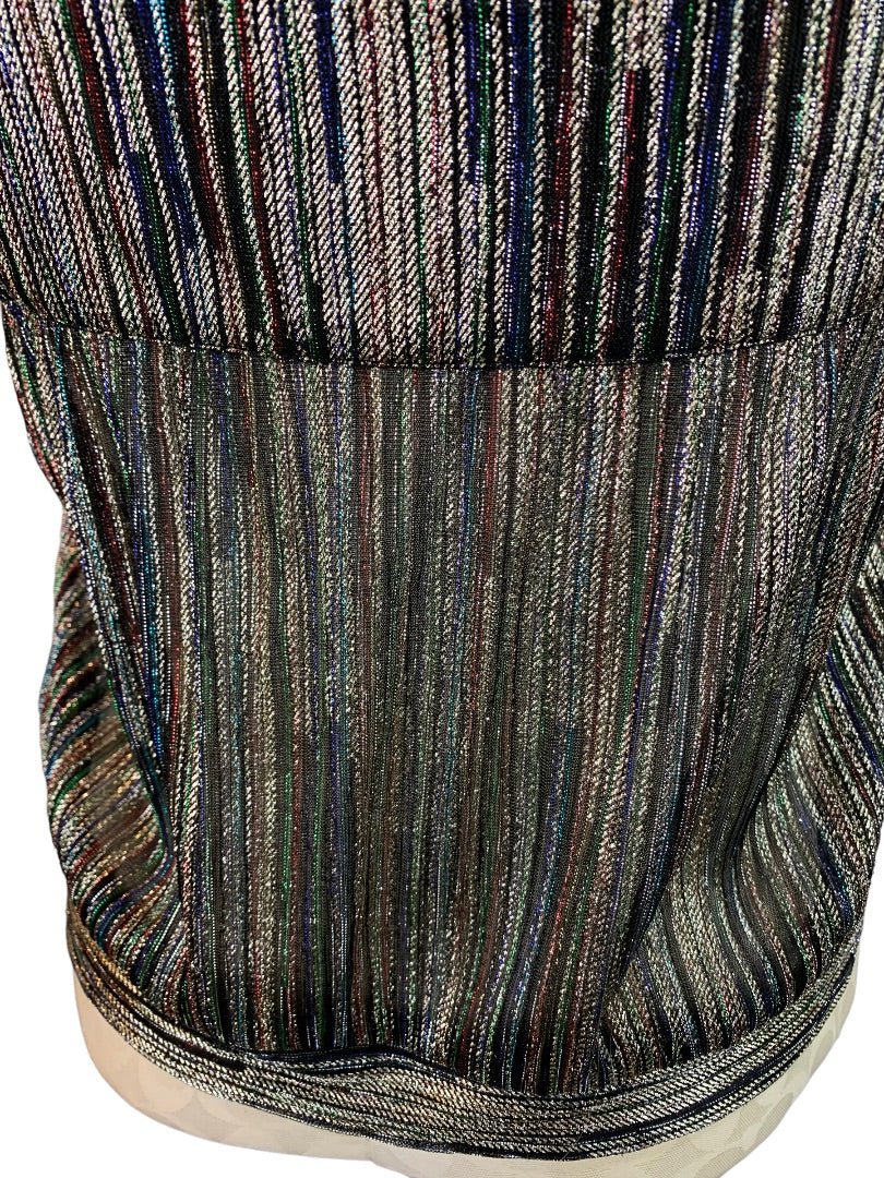 Medium Ramy Brook Women's Alisha Rainbow Metallic Spaghetti Strap Blouse Tank Sheer