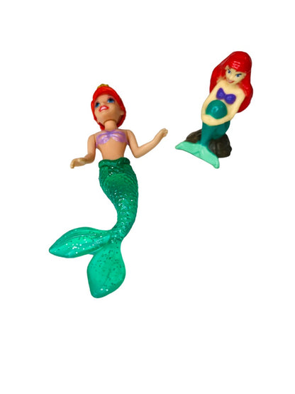 Disney Ariel Little Mermaid 2" and 4"Figurines Toys Set of 2