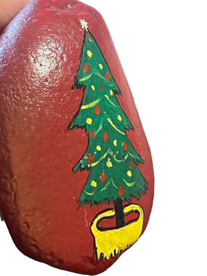 Handpainted Christmas Tree Rock Sealed Art