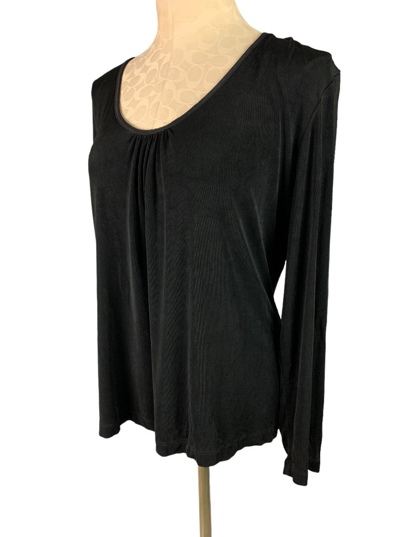 XL Chico's Travelers Women's Black Long Sleeve Blouse Travel Knit Scoop Neck