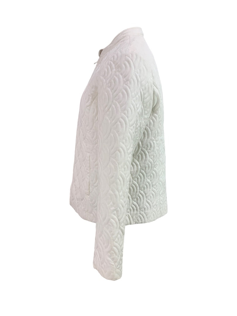 Small Laura Ashley New Pearl White Quilted Women's Full Zip Jacket