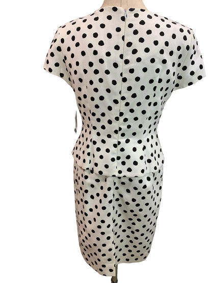 Size 8 Evan-Picone New Retro Style Black White Polka Dot Sheath Dress