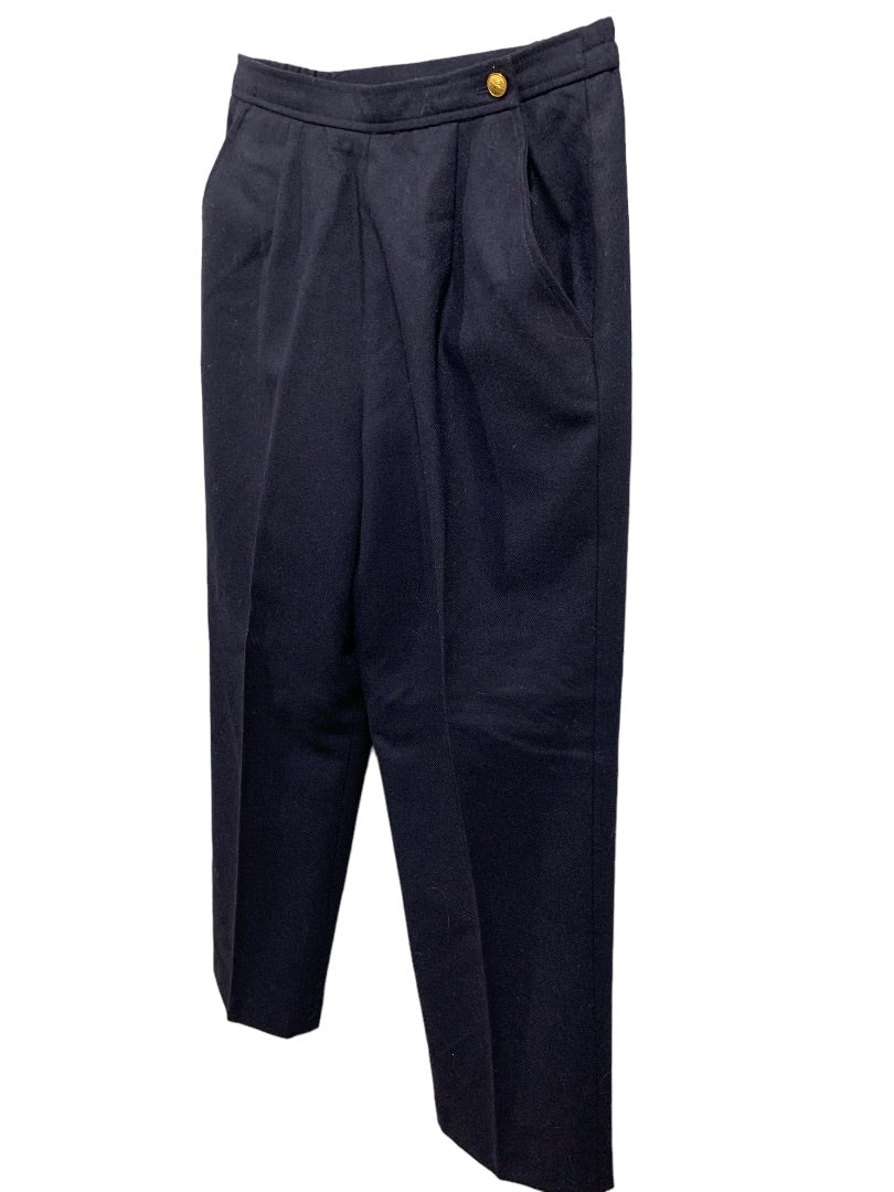 Size 10P Surburban Petites Women's Wool Blend Navy Blue Dress Pants