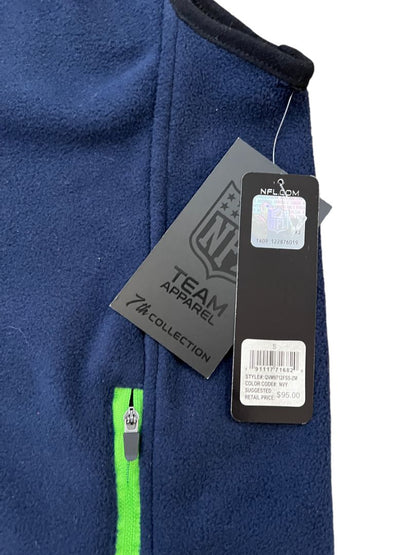 NWT Small Seattle Seahawks NFL Team Apparel Men's Fleece Vest Full Zip Navy Blue MSRP $95