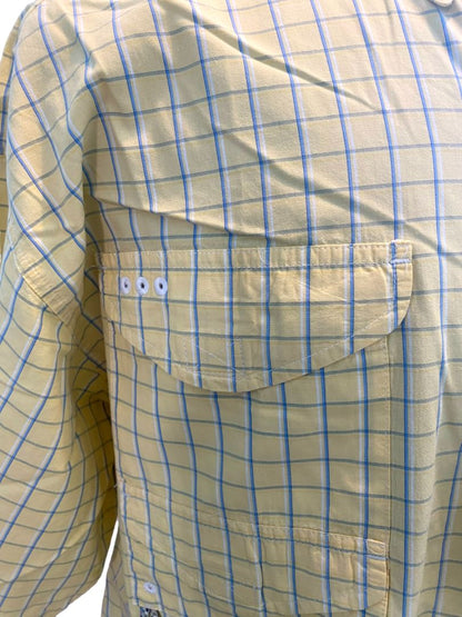 Large Columbia PFG Super Bonehead Pastel Plaid Fishing Button Down Shirt SS