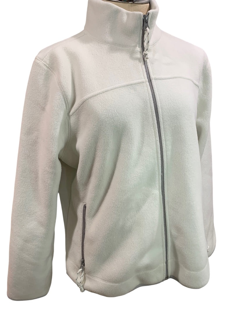 XL Old Navy Women's Full Zip Fleece Jacket Off White Mock Neck