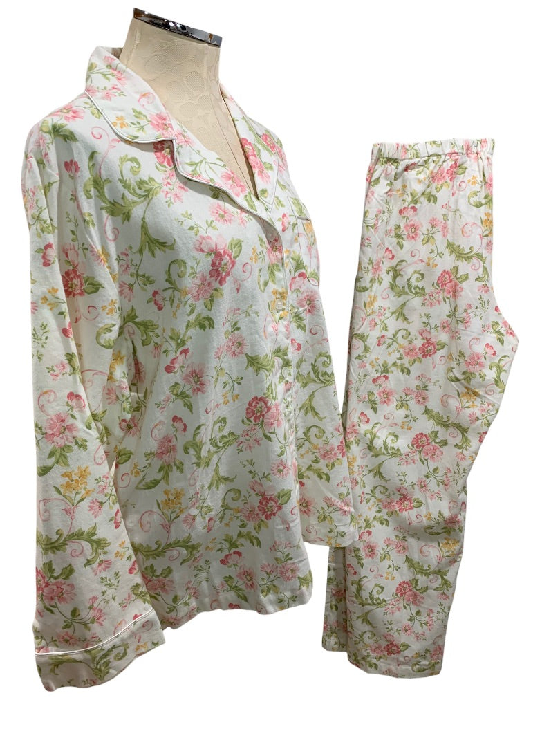 Large Charter Club Women's Flannel Pajamas PJs Pants Shirt Sleep Mask