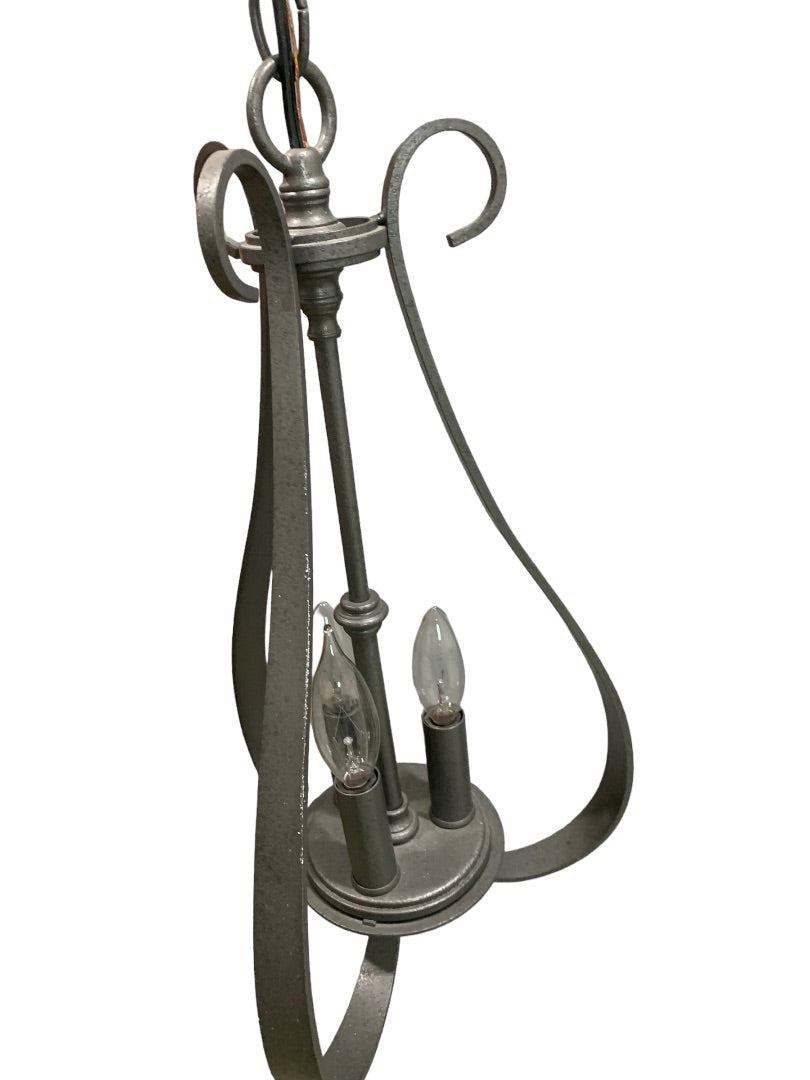 Iron Sweeping Taper Three Light Series 10-21 Pewter Gray Finish Hardwired Chandelier