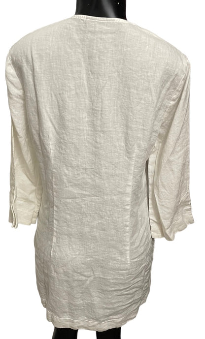 Medium Kenar Linen Womens Tunic Top White